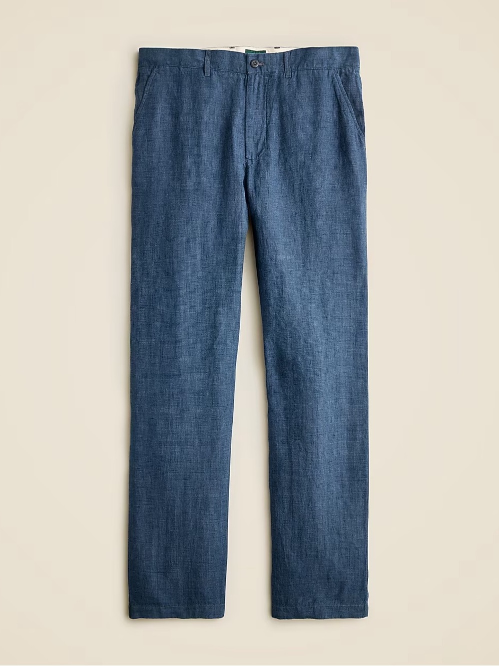 J. Crew Straight-Leg Indigo Linen-Blend Pants